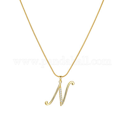 Ожерелья с подвесками-инициалами из цинкового сплава с микропаве из прозрачных кубических цирконий FS-WG42F7D-14-1