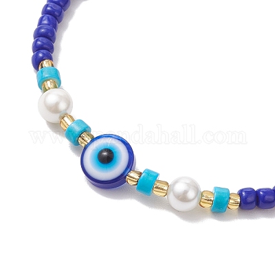 3 шт. двухцветные эластичные браслеты из стеклянных бусин для женщин BJEW-JB12206-1