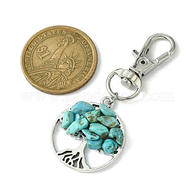 Плоские круглые подвески из сплава в тибетском стиле с древом жизни HJEW-JM01743-01-1