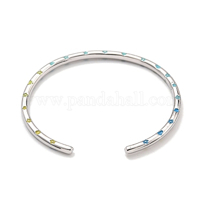 Латунные эмалированные браслеты-манжеты для женщин BJEW-G703-08A-P-1