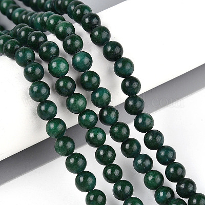 Нити круглых бусин из натурального окрашенного нефрита машан G-T139-6mm-67F-1