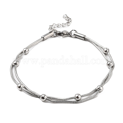 304 нержавеющая сталь цепи спутник многорядные браслеты для мужчин и женщин BJEW-Q038-11P-1