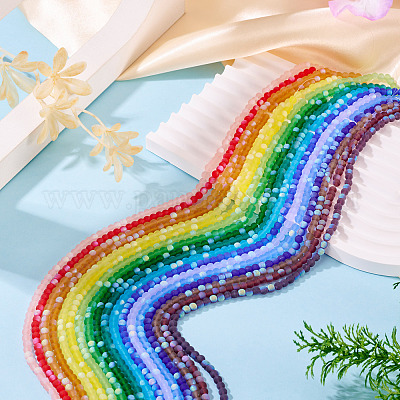 18 нити 18-х цветных матовых непрозрачных стеклянных бусин GLAA-TA0003-40-1