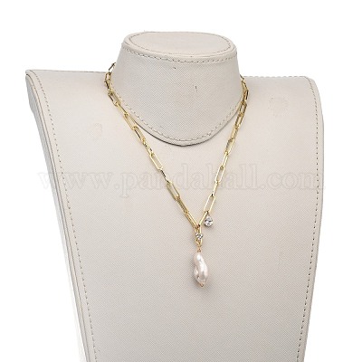 Ожерелья с подвесками из натурального жемчуга в стиле барокко NJEW-JN02909-01-1