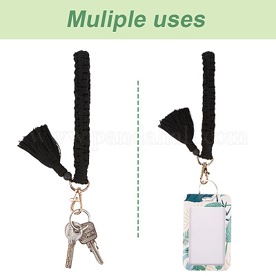 Брелок с кисточкой из сплава хлопка и полиэстера KEYC-WH20026-01C-1