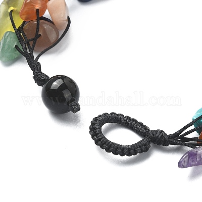 Браслет из плетеных бусин из смешанных натуральных и синтетических драгоценных камней с нейлоновыми нитями BJEW-TA00344-1