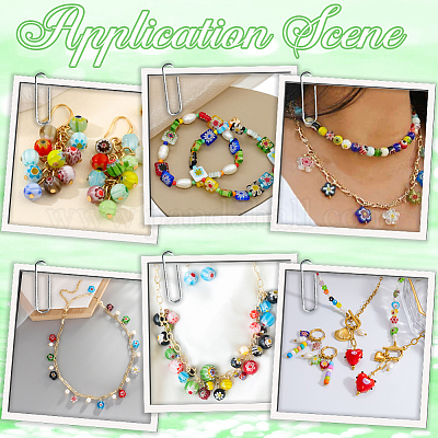 180 шт. 6 стиля стеклянных бусин миллефиори ручной работы LAMP-LT0001-07-1