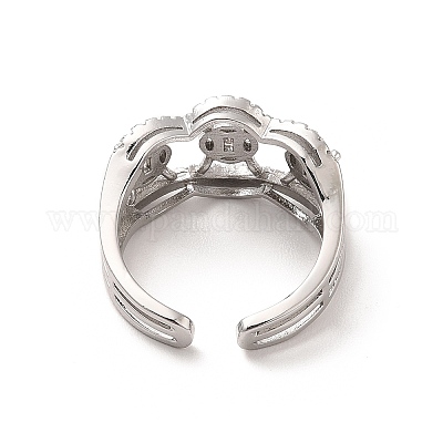 Открытые манжеты из латуни с микропаве кубический цирконий RJEW-R146-16B-P-1