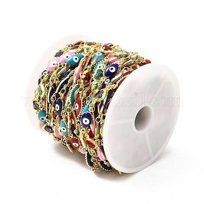 Цепь ручной работы из латуни с эмалью от сглаза CHC-I045-21G-1