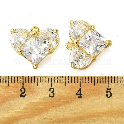 Латунные микропаве прозрачные подвески с фианитом KK-D099-03G-1