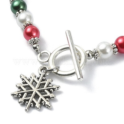 Браслет из разноцветных стеклянных жемчужин с круглыми бусинами BJEW-JB09783-1