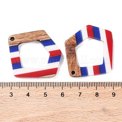 Подвески из непрозрачной полосатой смолы и орехового дерева в честь Дня независимости RESI-U010-02I-1