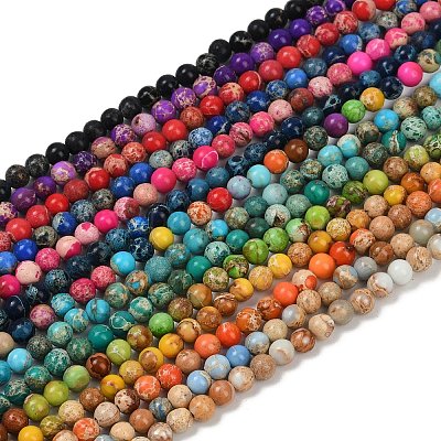 Нити бусин из окрашенного натурального регалита/императорской яшмы/морского осадка яшмы G-B124-C04-1