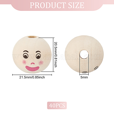 40шт деревянные европейские бусины с принтом WOOD-OC0003-55-1