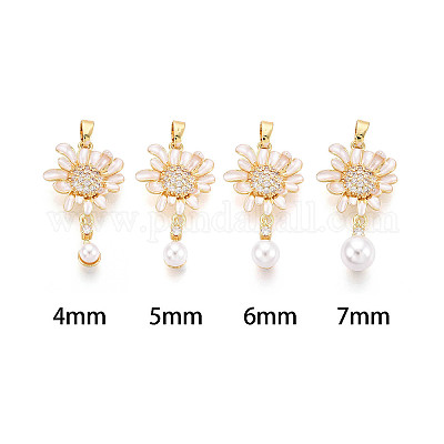 Подвески-булавки с микропаве из кубических цирконий и эмали в форме чаши и жемчуга KK-T079-48G-1