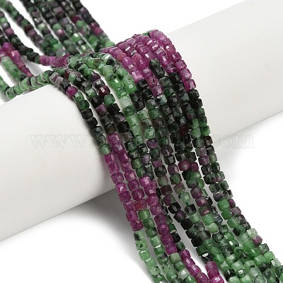 Натуральный рубин в цоизита бусин пряди G-L634-D08-2.5x2.5mm-1