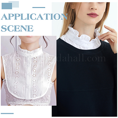 Съемные полиэстеровые женские рубашки с накладными воротниками AJEW-WH0314-869-1