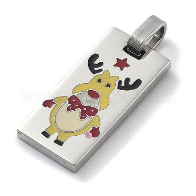 Рождественские эмалевые подвески из нержавеющей стали 304 STAS-Z098-41P-1