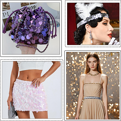 20 ярд блестящих полиэстеровых эластичных бусин с пайетками&nbsp;OCOR-CY0003-22A-1