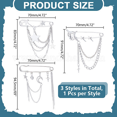 3 шт. 3 стиля булавка со стразами из сплава в виде звезды и луны JEWB-HY0001-46-1