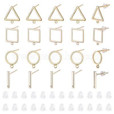 32 шт. 4 стиля латунных сережек-гвоздиков KK-CN0003-08-1