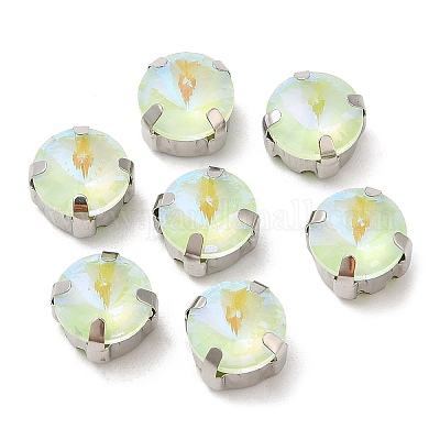 Мокко флуоресцентный(ми) плоский круглый пришитый страз GGLA-M006-02B-P02-1