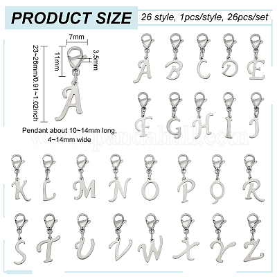 201 нержавеющая сталь буква a~z подвеска украшение HJEW-AB00515-1