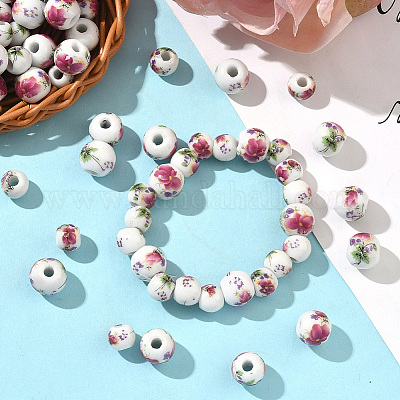 100шт 2 стиля фарфоровые бусины ручной работы PORC-SP0001-07-1