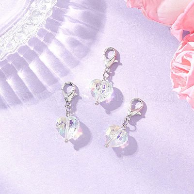 Стеклянные подвесные украшения в форме сердца HJEW-JM03770-01-1