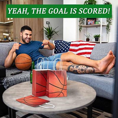 25 шт. 5-цветные прямоугольные бумажные пакеты со спортивным рисунком CARB-OC0001-01-1