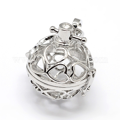 Филигранный круглый с сердечными подвесками из латуни KK-N0092-03M-NR-1