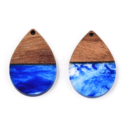 Подвески из прозрачной смолы и ореха RESI-N039-25B-1