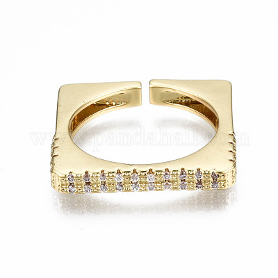 Латунные кольца из манжеты с прозрачным цирконием RJEW-Q161-011-NF-1