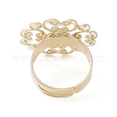 Регулируемые кольца из латуни с цветком RJEW-XCP0001-03-1