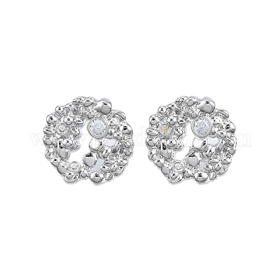 Прозрачные серьги-гвоздики с кубическим цирконием EJEW-N012-48P-1