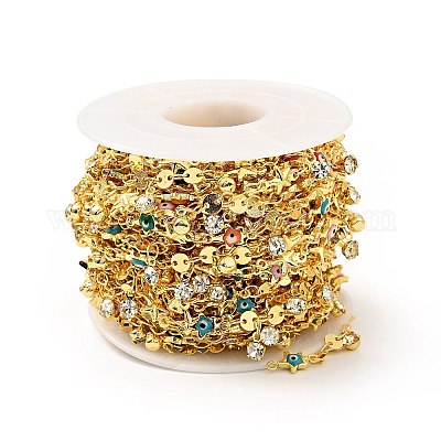 Эмалированная звезда с дурным глазом и латунные плоские круглозвенные цепи CHC-C003-01G-02-1