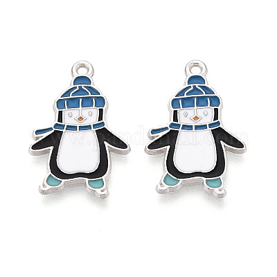 Подвески в виде пингвинов из эмалированного сплава с покрытием для стеллажей&nbsp;ENAM-T024-68A-P-1