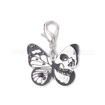 Подвеска в виде черепа бабочки из сплава эмали HJEW-JM03242-1