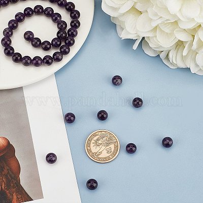 Природный аметист круглые пряди из бисера G-AR0001-88-1