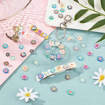 600шт 12 цвета полимерной глины ручной работы кабошоны цветок CLAY-PH0001-46-1