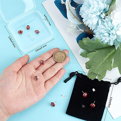 4 пара серег-гвоздиков из сплава в виде спортивного мяча для женщин EJEW-BBC0001-52D-1