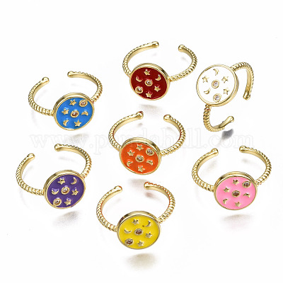 Латунные кольца из манжеты с прозрачным цирконием RJEW-N035-030-NF-1