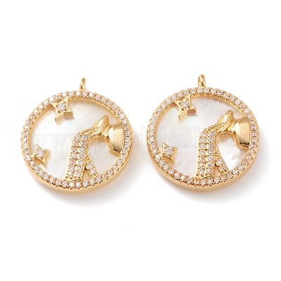 Настоящие позолоченные кулоны из латуни с микропаве ZIRC-Z007-22A-1