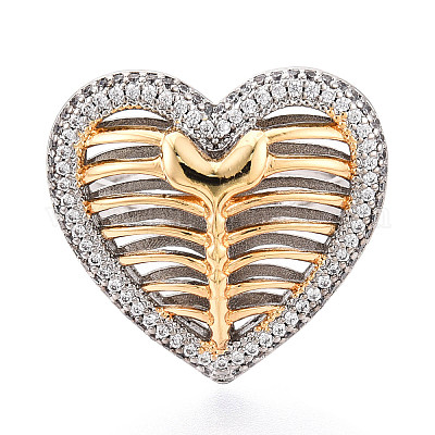 Латунные микропаве кубические цирконии регулируемые открытые манжеты кольца для женщин RJEW-N051-06GP-1