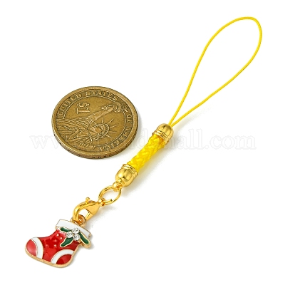 Полиэстер с рождественской тематикой и эмалированными ремешками для мобильных телефонов HJEW-JM02213-1