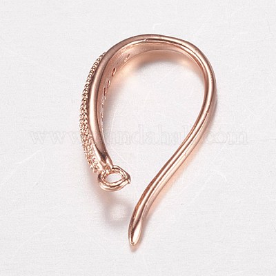 Латунь микро проложить кубического циркония серьги крючки ZIRC-A008-09RG-1