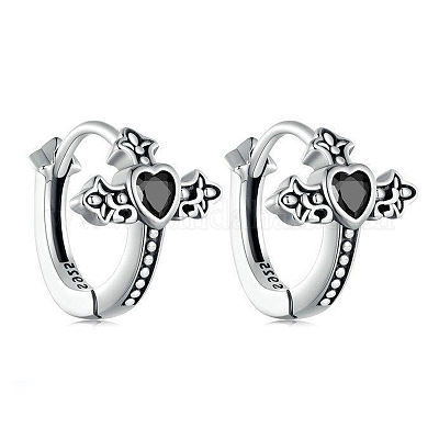 925 серебряный крест с серьгами-кольцами в форме сердца NW1329-1