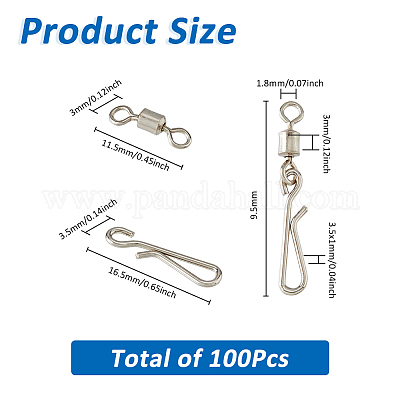 100 шт. латунь с застежкой-соединителем для рыболовного крючка из нержавеющей стали FIND-FH0010-48P-1