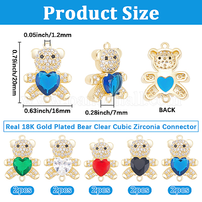 10 шт. 5-цветная стойка с покрытием из латуни с микропаве прозрачный кубический цирконий соединительные подвески KK-BBC0018-18-1