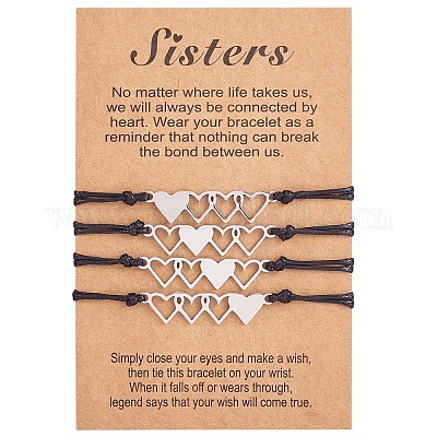 4шт. набор из 4 браслетов в форме сердца из нержавеющей стали 430 JB716A-1